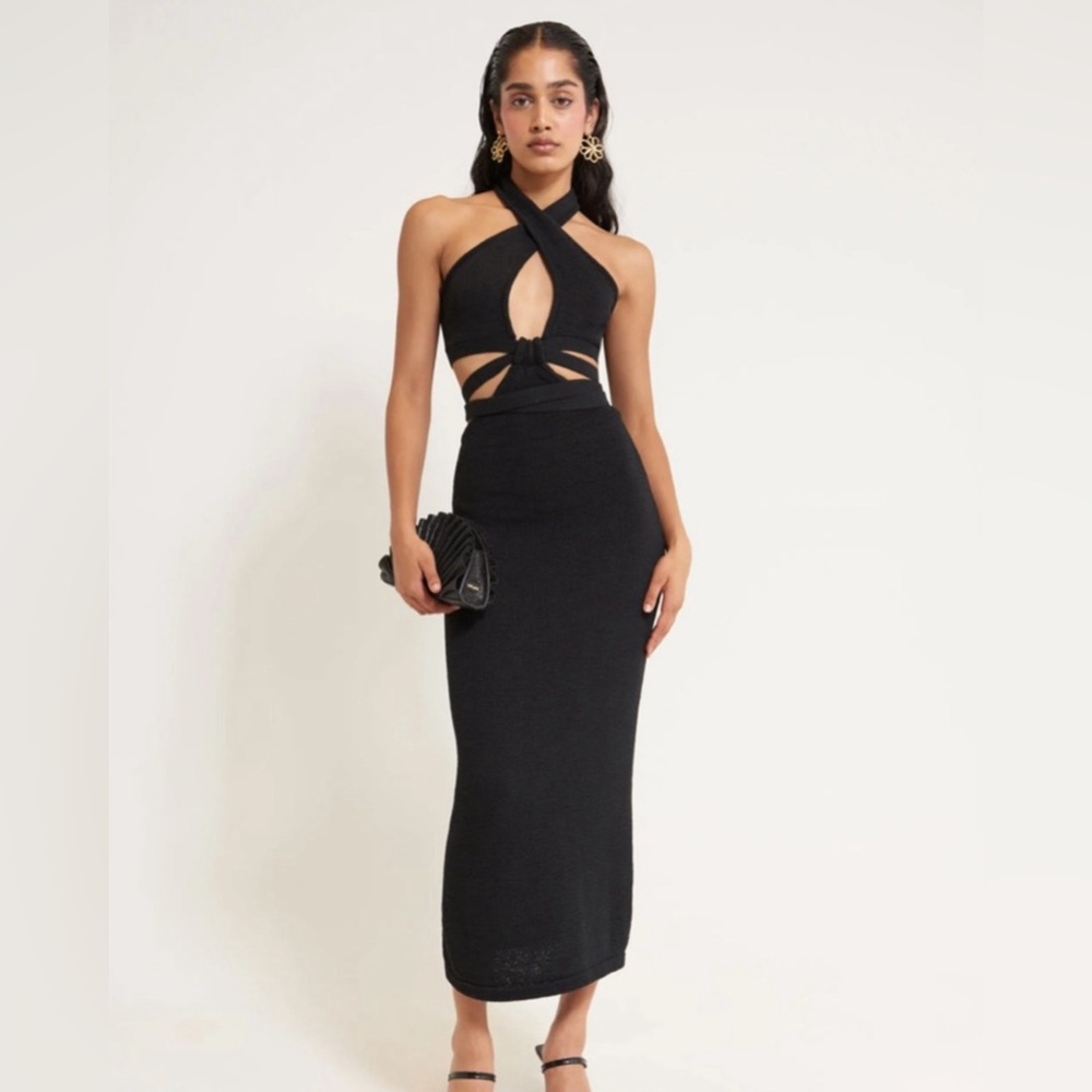 CULT GAIA AZIZA KNIT CUT OUT HALTER DRESS